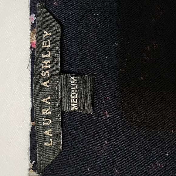 Laura Ashley 100% Cotton Dark Blue Ditsy Floral Midi Dress, Sz M EUC - Picture 7 of 8